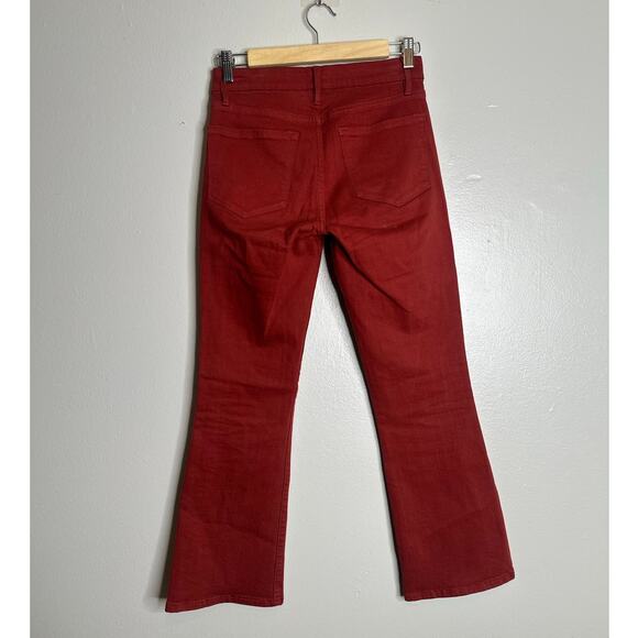 Frame Le Crop Mini Boot Jeans Fired Brick Red Flare High Rise Stretch Denim 25 - Picture 8 of 8